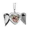 Sublimering av ämnen Angel Wing Locket Halsband Personlig PO Hjärtformad charm med kedjeblomma halsband med DHQRO