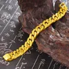 Charm Bracelets Vintage Luxury 24K Gold Color Copper Cuban Link Bracelets Hip Hop Men Bracelet Bangle Male Accessory 230325