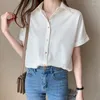 Blouses pour femmes chemises pour femmes et 2023 Féminine Top Short Sleeve Casual White Vintage Collaire de redressement