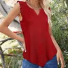 Canottiere da donna Canotte nere Casual Estate Top da donna Moda Spiaggia Scollo a V tinta unita Canotte con volant Senza maniche Camicie rosa carine