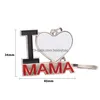 Sublimazione Blanks Portachiavi in metallo vuoto per la festa della mamma Regalo per padri Portachiavi in acciaio inossidabile I Love Mama Pap Dh1Ar