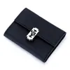 Wallets Luxury Fashion Women Short Wallet Perfect Folded Korea Genuine Leather Female Card Holder Purse 2023 Design Lock Lady Money Bag G230327