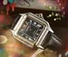 Квадратная римская простая Quartz Fashion Men Watch 40 мм Auto Date Men Series Series Кожаный ремень мужские подарки Ультра тонкие безумные наручные часы Montre de