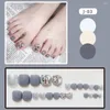 Falska naglar Rhinestones falska tånaglar Tryck på korta kvadratmeter Summer Full Diamond Toe Cover Artificial Nail Tips