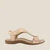 Sandaler 2023 Kvinnor Summer Comfort Solid Color Orthopedic Sandals Tstrap Hook Loop Ladies Casual Wedges Beach Shoes Plus Size Sandalias Z0325