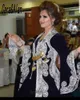 Abiti per feste tradizionali Kosovo Albanian Navy Blue Bride Wedding Secondo Abbigliamento Velvet Maniche lunghe APPLICA APPLICA