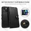 حالة زر معدن محفظة فاخرة من أجل iPhone 14 Plus 13 12 Mini 14 Pro Max Leather Card Plack Cover