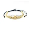 Beaded Noble Jewelry Charm Men Cubic Micro Pave Cz Crown Drill Ball Braided Rame Luxurious Bracelet Drop Delivery 202 Dhhfb