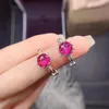 Cluster Rings Fine Jewelry 925 Sterling Silver Inlaid With Natural Gemstone Luxury Noble Round Pink Topaz Women's OL Style Ring Support