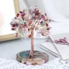 Other Home Decor Super Mini Crystal Money Tree Copper Wire Wrapped W Agate Slice Base Gemstone Reiki Chakra Feng Shui Trees 230327