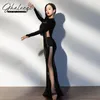 Stage Wear Women Belly Dance Training Performance Passar One-Piece Oriental Fishtail Jumpsuits Female Sexy Mesh Long Dress JX089