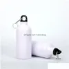 Sublimation Blanks 600Ml Blanc Blanc Bouteille D'eau Presse À Chaud Bouteilles De Sport En Aluminium Flacon Avec Carabine Drop Delivery 20 Dhico