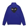 Designer Men's Hoodies Com Des Garcons Sweatshirt Mockneck CDG PLAY Big Heart Hoodie Full Zip Up Beige Brand Size XL
