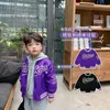 Vestes Printemps violet veste de Baseball grands enfants vêtements pour adolescents adolescents filles garçons Cardigan vêtements d'extérieur pour enfants manteaux à capuche coupe-vent 231017