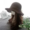 Wide Brim Hats Ladies Sun Hat For Women Bowknot Raffia Straw Foldable Summer Beach Female Chapeau FemmeWide Davi22