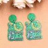 Dange oorbellen St. Patrick's Day voor vrouwelijke meisjes Ierse Shamrock Acryl Green Luck UV Printing Groothandel geschenk