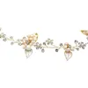 Headpieces O523 Handmade Gold Leaves Rhinestone And Freshwater Pearl Flowers Women Headbands Hairbands With Ribbon