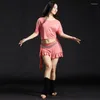 Scene Wear Womens Girls Modal Belly Dance Student Outfit Top Kirt Training Clothing Performance Yoga Costume 8 Färger