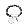 Sublimation Blanks Blank Bracelet Bezel Settings Color Jewelry Base Tray Rosary Beads Bangles Bracelets Single Side Dh3So