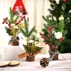 Fleurs décoratives décoration de la maison 27 cm plantes artificielles feuilles d'arbre bureau en pot chambre décor mariage Mini ornements de noël