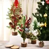 Fleurs décoratives décoration de la maison 27 cm plantes artificielles feuilles d'arbre bureau en pot chambre décor mariage Mini ornements de noël