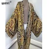 Mulheres Swimwear WINYI Vestido Longo Mulheres Cardigan Robe Cocktail Sexcy Boho Maxi Feriado Africano Batwing Manga Silk Robe 230327