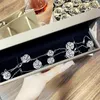 Kettingen Luxe Diamant Bloem Designer Ketting Zilver Schattig Zoet Roos Kristal Schijnt Cz Zirkonia Choker Oorbellen Oorringen Armbanden Bangle Sieraden