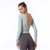 Yoga Tenues Chemise Femmes À Manches Longues Gym Crop Top Breathbale Tops D'entraînement Fitness Vêtements Flex Sports Chemises Dos Nu Dames S-L