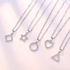 Catene Fashion 5 Modle 925 Sterling Silver Shiny Zircon Star Triangle Heart Circle Square Collana con ciondolo per regalo da donna