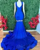 2023 Arabisch Aso Ebi Royal Blue Prom Dresses Lace kralen satijnavond formeel feest tweede receptie verjaardag verlovingsjurken jurk zj3030