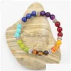 Beaded 7 Chakra Crystal Stone Beads Bracelets Bangles For Women Men Healing Pray Mala Elastic Yoga Bracelet Jewelry Gifts Drop Delive Dh2Op