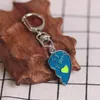 Nyckelringar DIY Friend Keychain for Women Girl Blue Heart Puzzle Pendant Charm Tillbehör Vackra smycken Present Drop