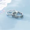 Band Rings MloveAcc 925 Sterling Silver DNA Chemistry Molecule Rings Open Adjustable Ring Double Helix Minimalist Ring for Women Girls Teen G230327