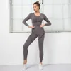 Yoga-Outfits Damen-Sportbekleidung Yoga-Set Trainingskleidung Sportbekleidung Sport-Gymnastik-Leggings Nahtloser Fitness-BH Crop Top Langarm-Yoga-Anzug 230327