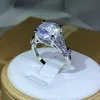 Band Rings 925 Sterling Silver Fashion Sale Four Prong White Zircon Ring For Ladies Engagement Party Jewelry Gift Z0327