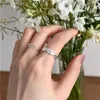 Cluster Rings Lispector 925 Sterling Silver Cross Entwined Lines For Men Women Korean Original Knotted Punk Open Ring Party Jewelry Gift