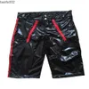 Shorts pour hommes Sexy hommes en cuir verni fermeture éclair Shorts serrés Wetlook Clubwear W0327