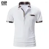 Men's Polos US Size Men's Short-sleeved Polo Shirts 2023 Summer Casual Fashion Man Plaid Patchwork Slim T-shirt White Black Red