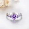 Кольца полосы с полномочиями настоящий тибетский серебряный аметист кольцо прекрасное форму сердца фиолетовое циркон кристаллическое кольцо для женщин -ювелирных ювелирных изделий романтическое подарок Z0327