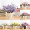 Flores decorativas HUIRAN Romántico Provenza Lavanda Boda Florero para la decoración del hogar Grano artificial Planta falsa