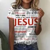 Womens TShirt Jesus Letters Womens TShirt Virgin Mary Round Neck 3D Printed Shirt Fashion Short Sleeve Top Casual Summer Womens Clothing 230327