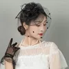 Başlıklar Vintage Gelin Tüy Headdress Peçe Saç Aksesuarları Mesh Şapka Saçkop Stüdyosu Gelinlik Kore Japonya Siyah Beyaz