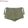 Skirts Y2K Armygreen Pocket Shorts Mini Sexy High Street Black Stylish Button Chic Bottom Woman PB ZA Female 230327