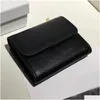 Plånböcker små plånbok i glansande läderduk metallisk snap -knapp stängning designer kvinnor med vikta myntfickor löstagbar kedja sh dhvmo