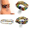 Perlé 7 Chakra Guérison Nce Bracelet Image Pierre Gemme Yoga Reiki Prière Charmes 108 Perle Mtilayer Bracelet Femmes M Dhqyk