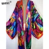 Women Swimodwear Winii Summer Butterfly Printing Beach Wear garnitur Elegancki Afryka Kobiety bajgan sexy wakacyjny Kimono 230327