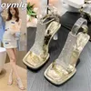 Mode tempérament sandales 2022 été nouvelles chaussures pour femmes strass stiletto bout ouvert sexy talon haut designer 0324