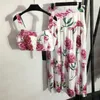 Blommig tryckklänning Sling Tank Top Clothing Set för kvinnor mode sexig väst hög midje kjolar två bitar