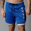 Herrshorts 2 i 1 dubbelskikt shorts män gym fitness träning bermuda kör sport snabb torr korta byxor manliga sommar avslappnad strand shorts w0327