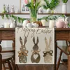 Bordslöpare Morötter Rabbit Bunny Happy Easter med Placemat Spring Summer Seasonal Holiday Kitchen Dining Decortion 230327